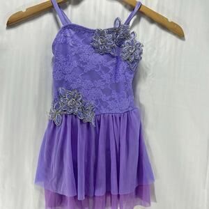 Weissman Dance Costume Girls Sz SC New Violet Color With Hair Accessory